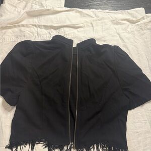 Black Fringe Zip-Up Jacket‎ vintage and bohemian vibes. Old money grandma core